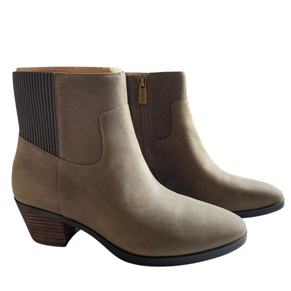 Vionic Shantelle Waterproof Side Zip Nubuck Leather Boots Gray/Green Size 10W - Picture 3 of 13